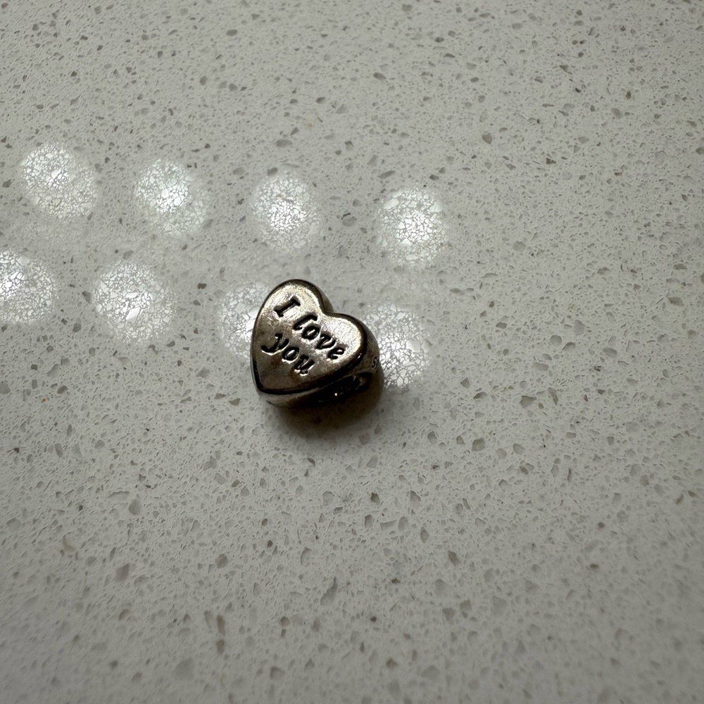 Silver Heart Charm with 'I Love You' Engraving